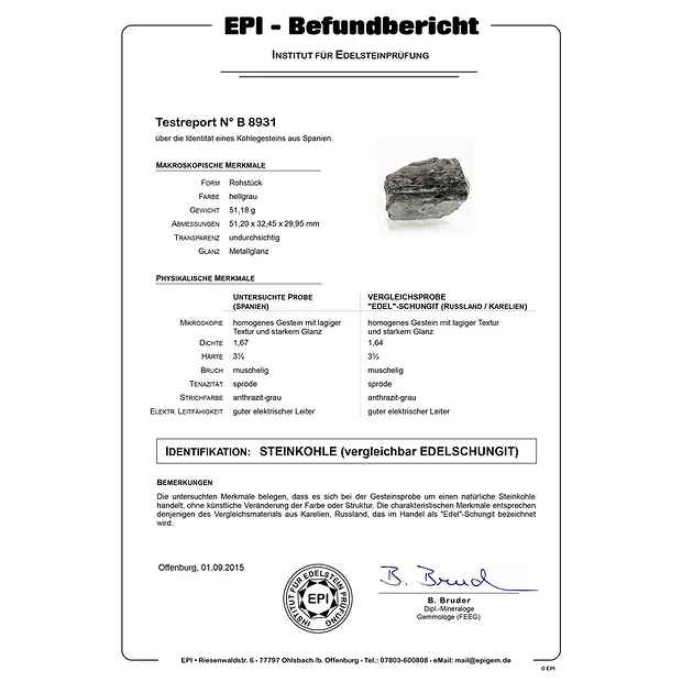Rohsteine Schungit (Spanien), 4,0 - 8,0cm (250g/VE) | Marco Schreier