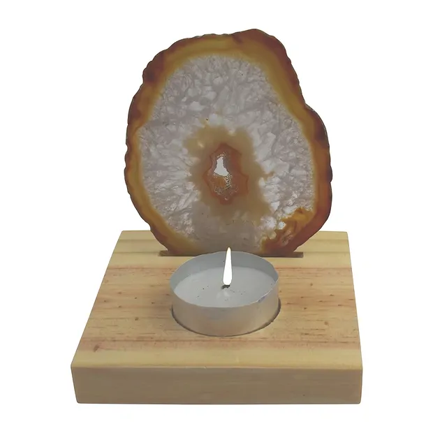 Agate disk stand for tea light, 9.5 x 9.5 cm | wholesaler gems & healing stones