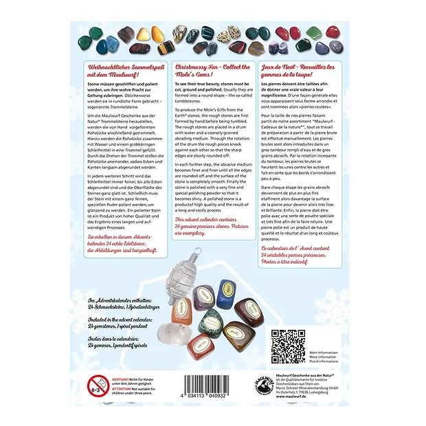 Adventskalender "Mauli in Höhle" (24 Trommelsteine, Schlüsselanhänger) | Marco Schreier