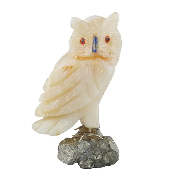 Gravure oiseau (hibou), calcite, 10cm | Marco Schreier