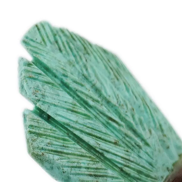 Gravure oiseau (roitelet), calcite, chrysocolle, 10cm | Marco Schreier