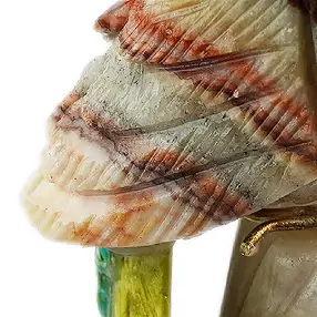 Pájaro grabado (loro), calcita, crisocola, Serpentina, 13cm | Marco Schreier