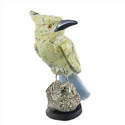 1000004613 Uccello inciso (martin pescatore verde) Serpentino, 10 cm | Marco Schreier