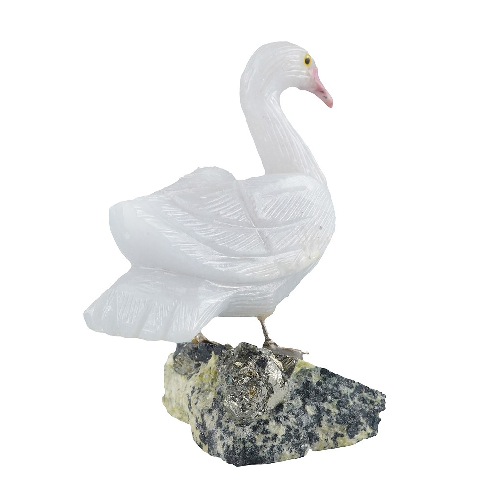 Gravur Vogel (Schwan), Calcit (weiß), 10cm | GH Edelsteine, Heilsteine & Schmuck