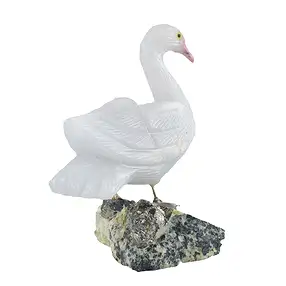 Uccello inciso (cigno), Calcite (bianco), 10 cm | Marco Schreier
