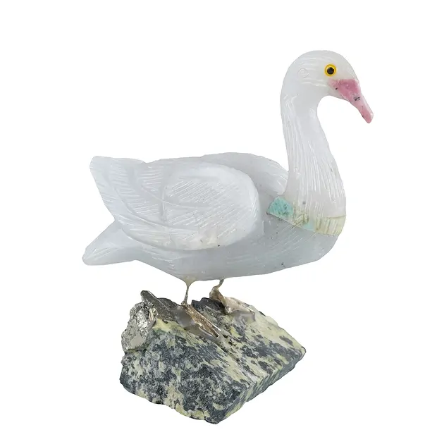 Gravure oiseau (cygne), Calcite (blanche), 10cm | Marco Schreier