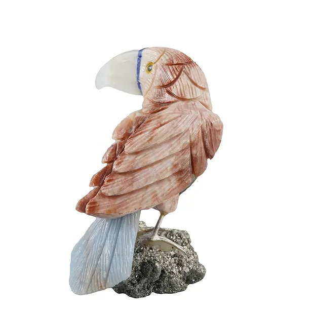 Engraving bird (toucan), calcite, 8,2cm | wholesaler gems & healing stones