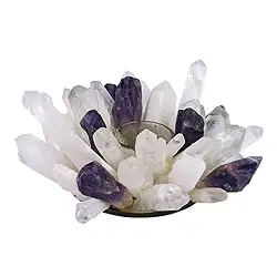 1000005015 Tealight Rock Crystal and Amethyst | wholesaler gems, healing stones & jewelry