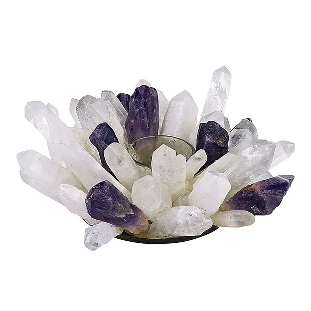 Cristallo di rocca e ametista per tealight | grossista gemme e pietre curative