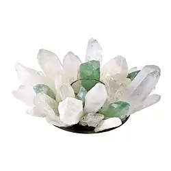 1000005016 Teelicht Bergkristall und Fluorit grün | Edelsteine, Heilsteine & Schmuck-Handel