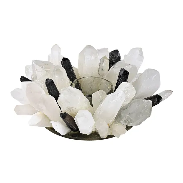 Tealight Rock Crystal and Smoky Quartz | Schreier gems, healing stones & jewelry