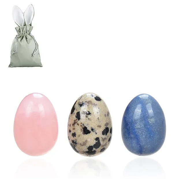 Easter set eggs in bunny bag (green) | wholesaler gems, healing stones & jewelry