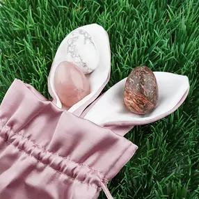 Easter set eggs in bunny bag (pink) | wholesaler gems, healing stones & jewelry
