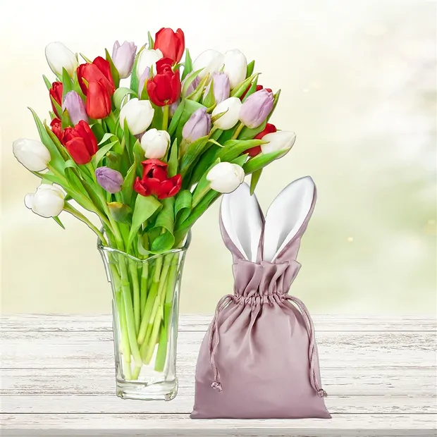 Oster-Set Eier in Hasen-Beutel (rosa) | Edelsteine, Heilsteine & Schmuck-Handel