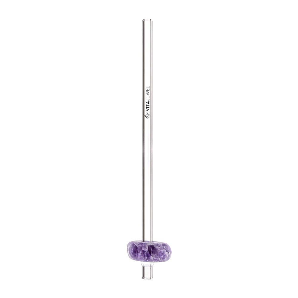 VitaJuwel Crystal Straw Amethyst (Glas-Trinkhalm mit Edelstein) | Marco Schreier