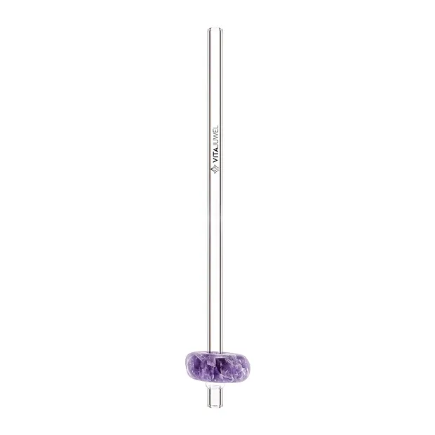 VitaJuwel Crystal Straw Amethyst (Glas-Trinkhalm mit Edelstein) | Marco Schreier
