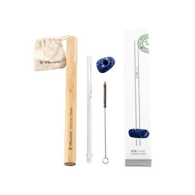 VitaJuwel Crystal Straw Sodalite (Glass drinking straw with gemstone) | Marco Schreier