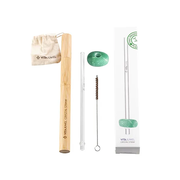 VitaJuwel Crystal Straw Aventurine (Glass drinking straw with gemstone) | Marco Schreier