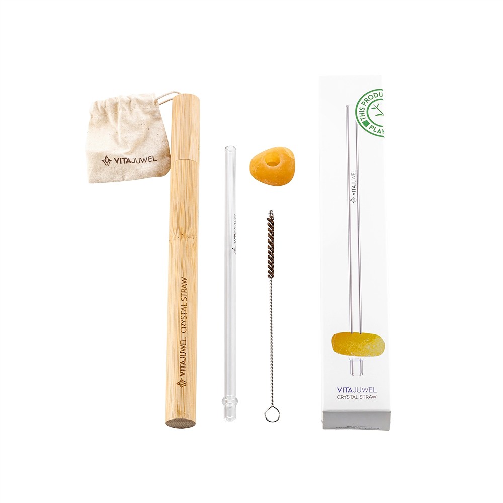 VitaJuwel Crystal Straw Orangencalcit (Glas-Trinkhalm mit Edelstein) | Marco Schreier
