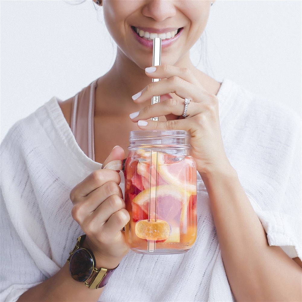 VitaJuwel Crystal Straw Orangencalcit (Glas-Trinkhalm mit Edelstein) | Marco Schreier