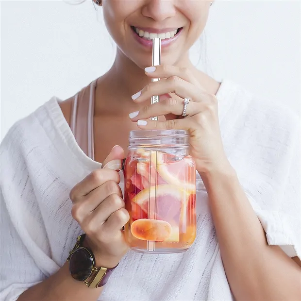 VitaJuwel Crystal Straw Carnelian (Glass drinking straw with gemstone) | Marco Schreier