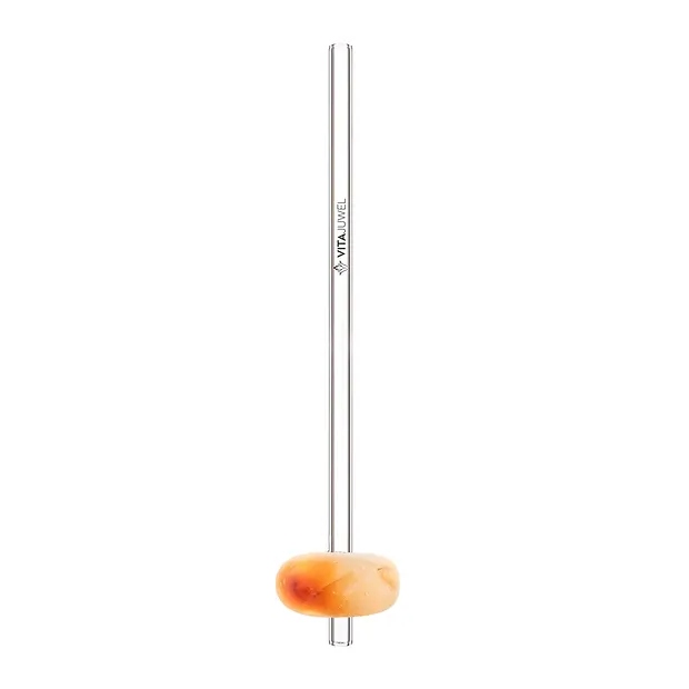 VitaJuwel Crystal Straw Carnelian (Glass drinking straw with gemstone) | Marco Schreier