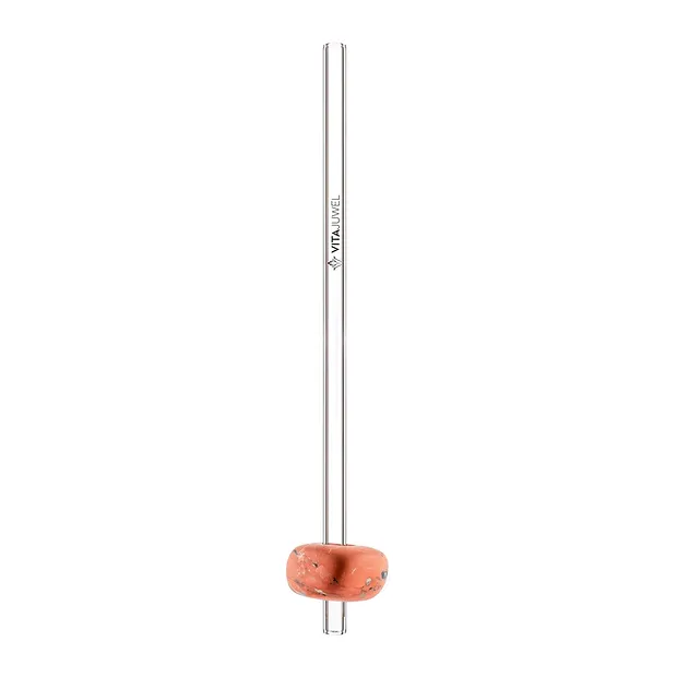 VitaJuwel Crystal Straw roter Jaspis (Glas-Trinkhalm mit Edelstein) | Marco Schreier