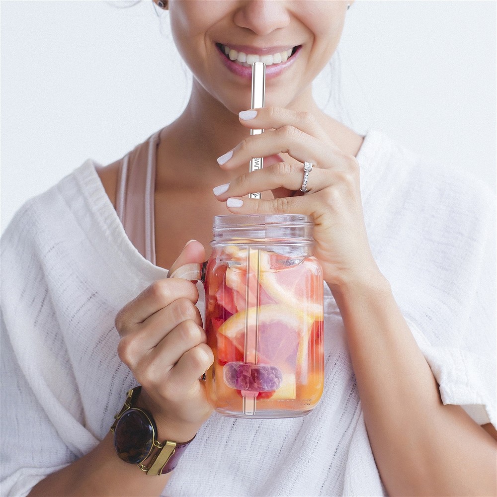 VitaJuwel Crystal Straw-Set (Glas-Trinkhalm mit Edelstein) | Marco Schreier