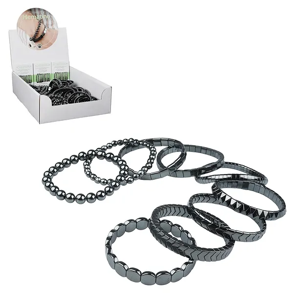 Cardboard display "Hematine" (60 wristbands) | wholesaler gems & healing stones
