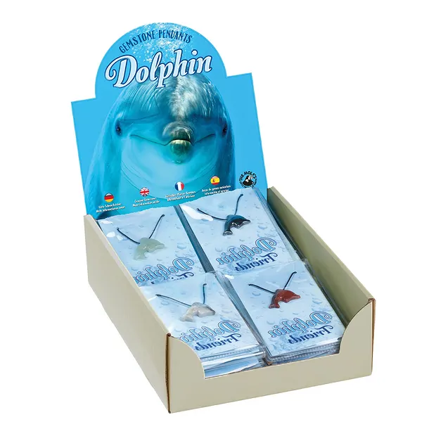 Kartondisplay "Delfine gebohrt" (24 Etuis) | GH Edelsteine, Heilsteine & Schmuck