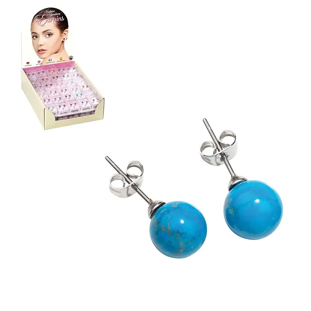 Cardboard display "Earstud 8mm" (60 boxes) | wholesaler gems & healing stones