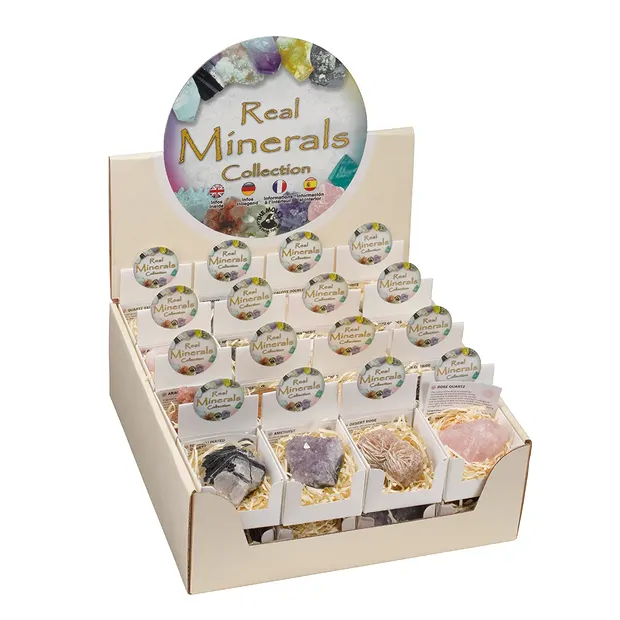 Kartondisplay "Mineralien" (32 Schachteln) | GH Edelsteine, Heilsteine & Schmuck