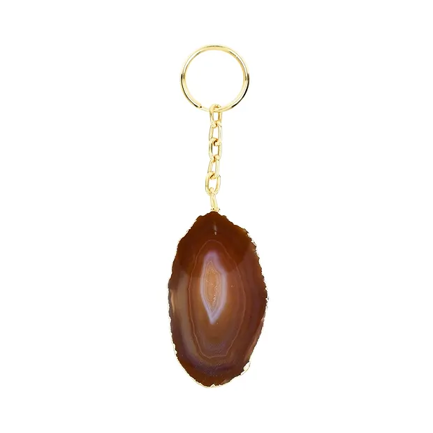 Key Chain Agate slice (natural), galvanic setting | Marco Schreier