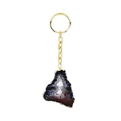 1000100633 Portachiavi disco di geode di Agata (naturale), incastonatura galvanica | Marco Schreier