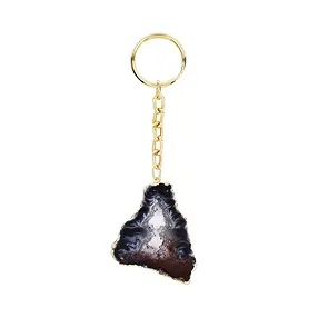 Portachiavi disco geode di Agata (naturale) | grossista gemme e pietre curative