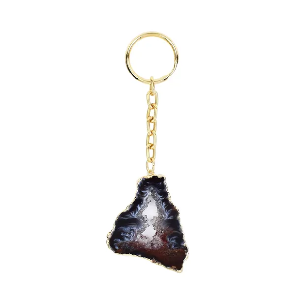 Key Chain Agate geode slice (natural), galvanic setting | Marco Schreier