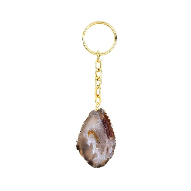 Key Chain Agate Geode, galvanic setting | wholesaler gems & healing stones