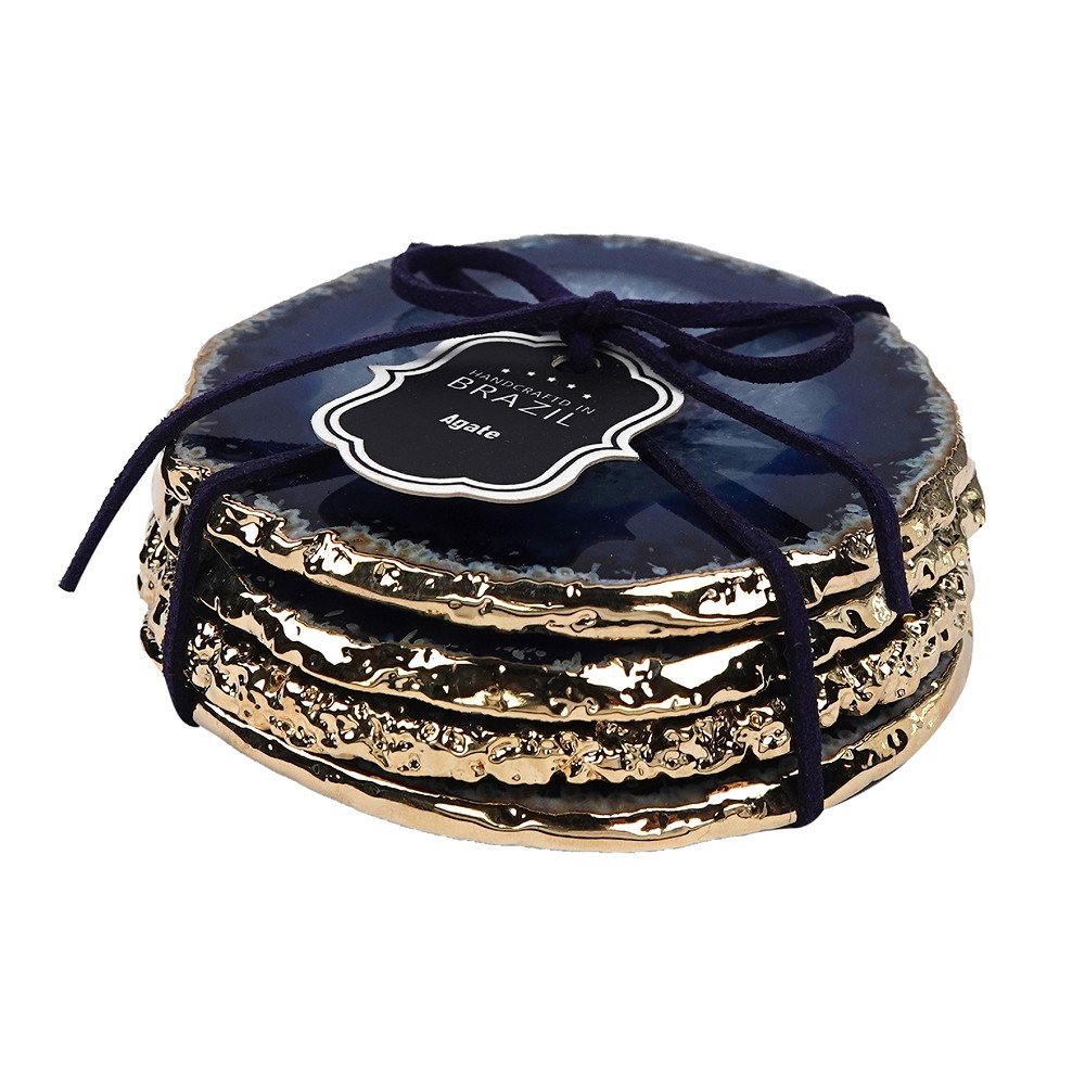 Posavasos de Ágata azul, borde dorado (4 uds./set) | Marco Schreier