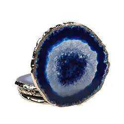 1000103511 Sottobicchieri in agata blu, bordo placcato oro (4 pz./set) | Marco Schreier