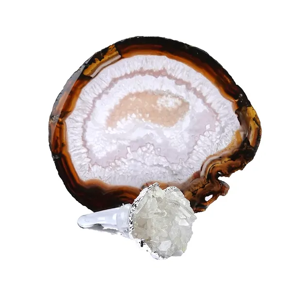 Achat-Untersetzer mit Bergkristall-Korken  | Edelsteine, Heilsteine & Schmuck