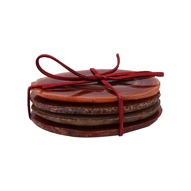 Achat-Untersetzer rot, (4 St./Set) | Großhandel Edelsteine, Heilsteine & Schmuck