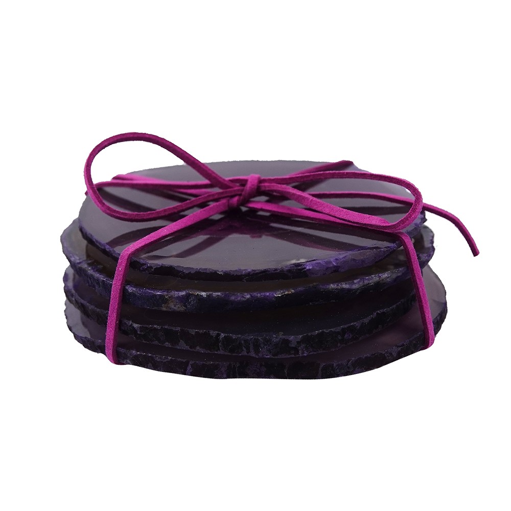 Achat-Untersetzer violett, (4 St./Set) | Edelsteine, Heilsteine & Schmuck-Handel