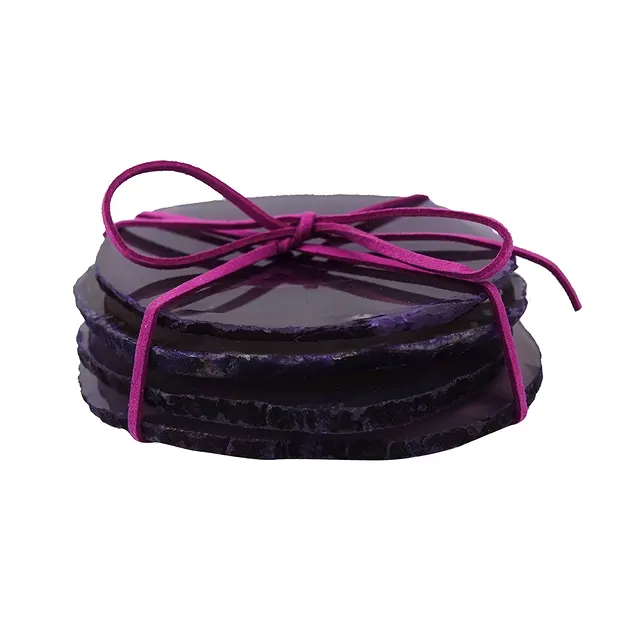 Sottobicchieri in agata viola, (4 pz./set) | grossista gemme e pietre curative