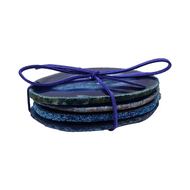 Achat-Untersetzer blau, (4 St./Set) | Schreier Edelsteine, Heilsteine & Schmuck