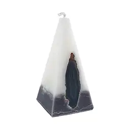 1000104913 Kerze mit Achat, Pyramide, weiß, anthrazit, 11,5cm | Marco Schreier
