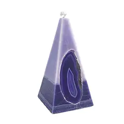 1000104918 Kerze mit Achat, Pyramide, hellviolett, dunkelviolett, 11,5cm | Marco Schreier