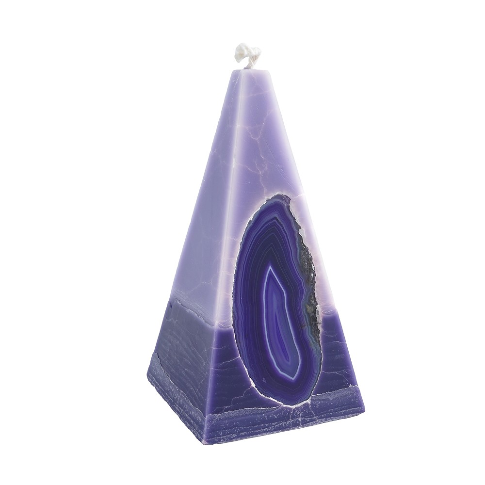 Bougie avec Agate, Pyramide, violet clair, violet foncé, 11,5cm | Marco Schreier