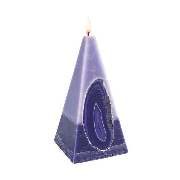 Candle with Agate, pyramid, light purple, dark purple, 11.5cm | Marco Schreier