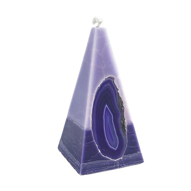 Candle with Agate, pyramid, light purple, dark purple, 11.5cm | Marco Schreier