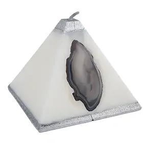 Vela con Ágata, pirámide, blanca, plata, 11,0cm | Marco Schreier